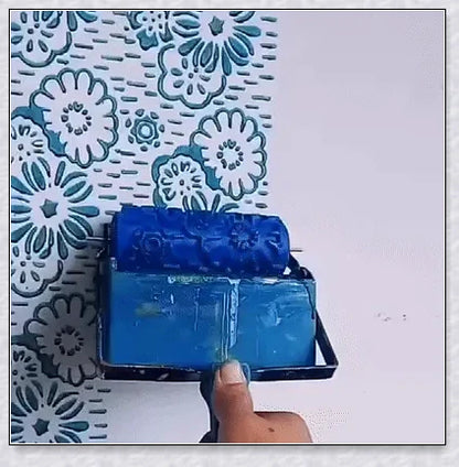 Rubber Roller Brush Tool Set for creating 3D pattern wallpaper designs on walls, furniture, and more