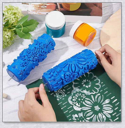 Rubber Roller Brush Tool Set for creating 3D pattern wallpaper designs on walls, furniture, and more