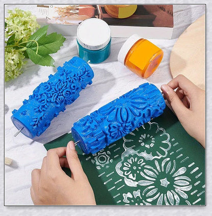 Rubber Roller Brush Tool Set for creating 3D pattern wallpaper designs on walls, furniture, and more