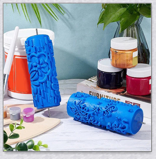 Rubber Roller Brush Tool Set for creating 3D pattern wallpaper designs on walls, furniture, and more