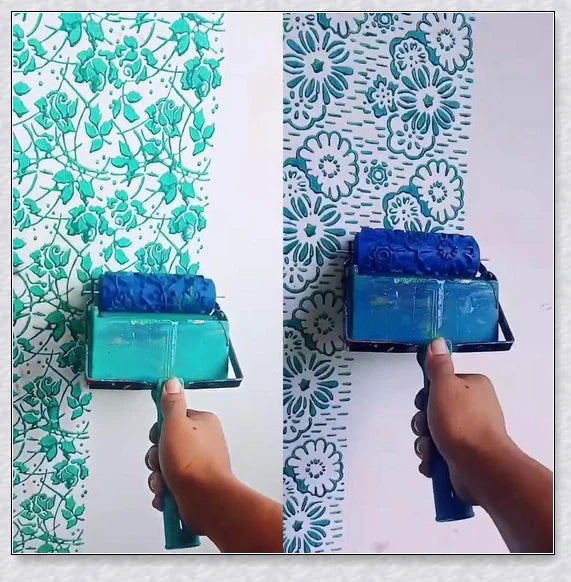 Rubber Roller Brush Tool Set for creating 3D pattern wallpaper designs on walls, furniture, and more