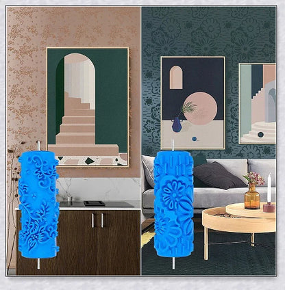 Rubber Roller Brush Tool Set for creating 3D pattern wallpaper designs on walls, furniture, and more