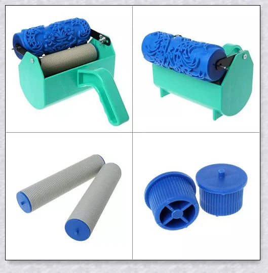 Rubber Roller Brush Tool Set for creating 3D pattern wallpaper designs on walls, furniture, and more