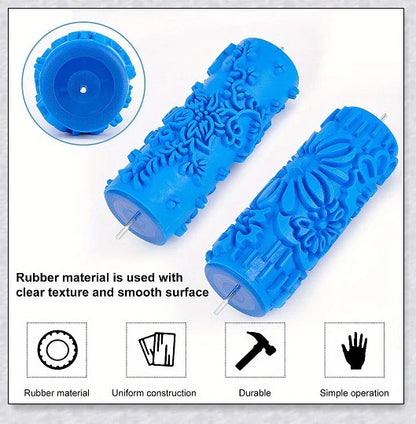 Rubber Roller Brush Tool Set for creating 3D pattern wallpaper designs on walls, furniture, and more