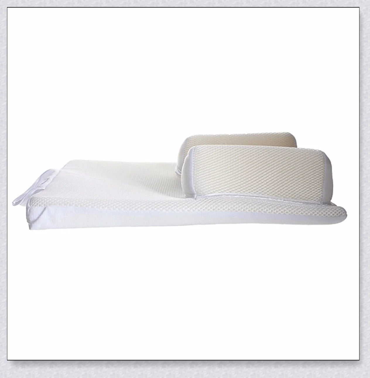 Newborn Baby Sleep Fixed Position & Anti Roll Pillow with breathable mesh and air vent bumpers for comfortable and safe sleep