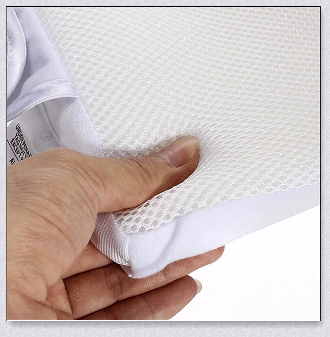 Newborn Baby Sleep Fixed Position & Anti Roll Pillow with breathable mesh and air vent bumpers for comfortable and safe sleep