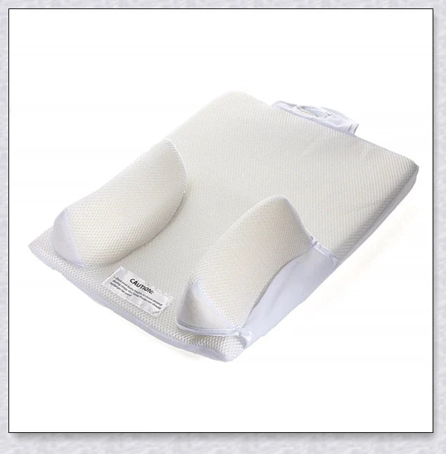 Newborn Baby Sleep Fixed Position & Anti Roll Pillow with breathable mesh and air vent bumpers for comfortable and safe sleep
