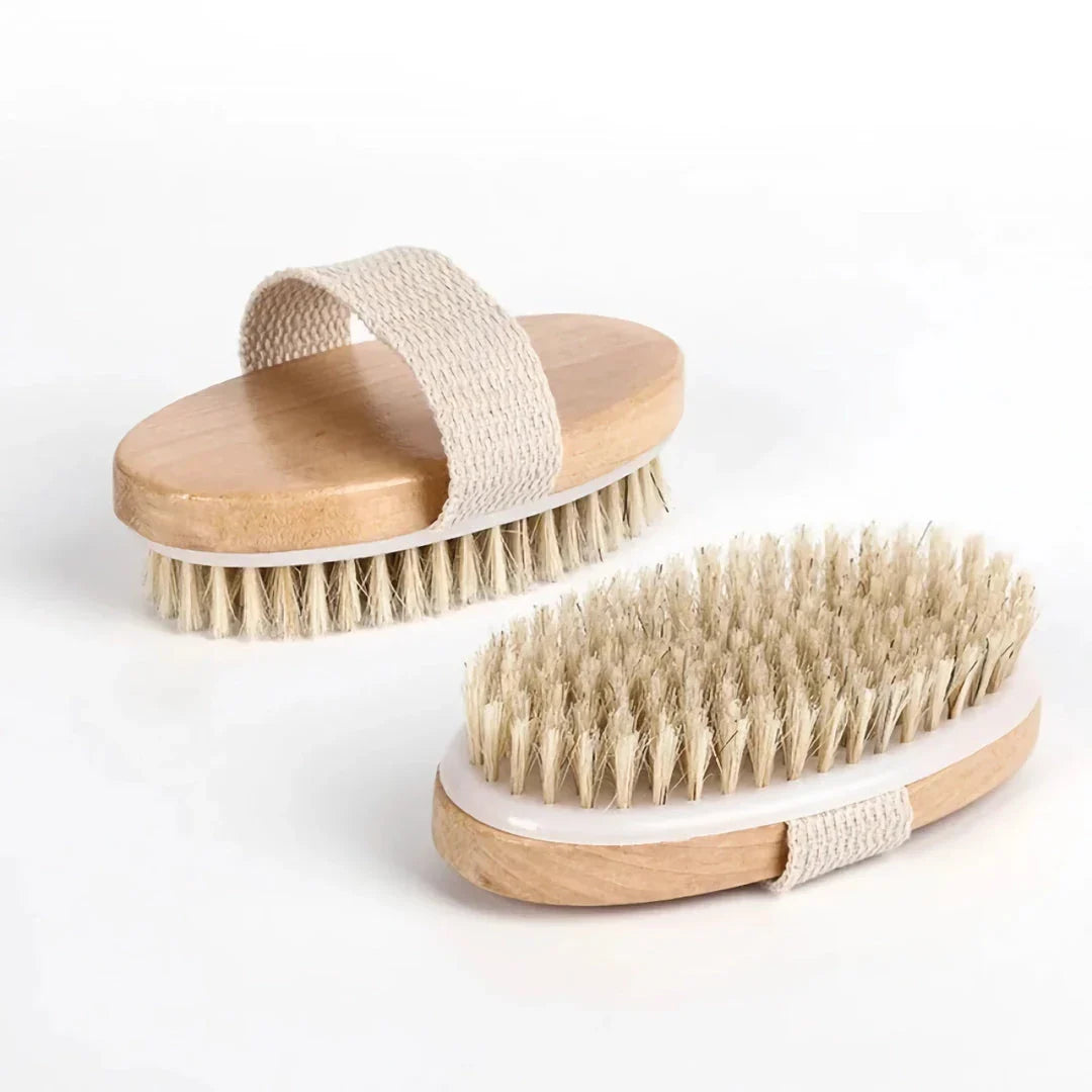 Natural Bristle Bath Brush made of wood with gentle exfoliating bristles for an invigorating shower or relaxing bath experience.