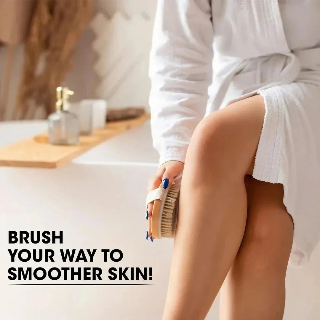 Natural Bristle Bath Brush made of wood with gentle exfoliating bristles for an invigorating shower or relaxing bath experience.