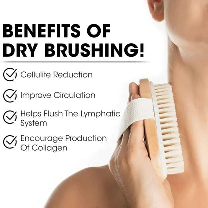 Natural Bristle Bath Brush made of wood with gentle exfoliating bristles for an invigorating shower or relaxing bath experience.