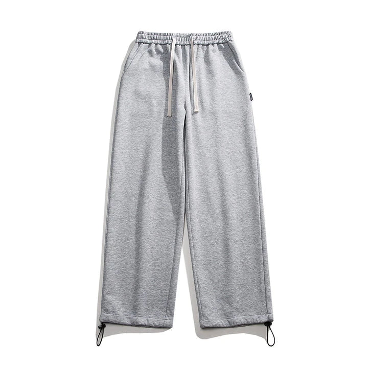 Drawstring Ankle-tied Loose Straight Sweatpants in light gray, black, and flower white colors