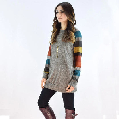 Elegant long-sleeved cotton blend dress in black and blue colors, featuring a flattering silhouette and versatile design.