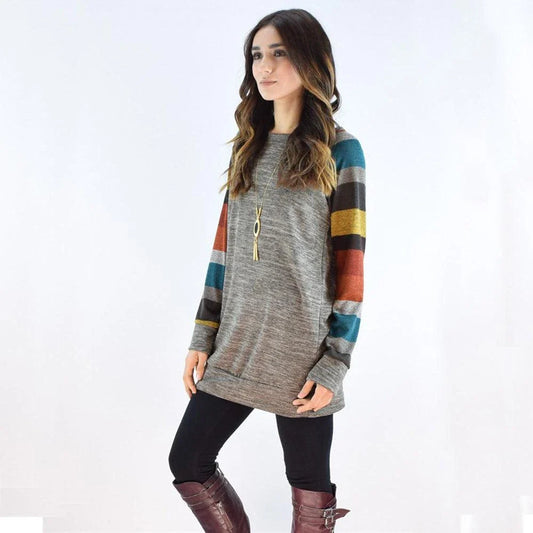 Elegant long-sleeved cotton blend dress in black and blue colors, featuring a flattering silhouette and versatile design.