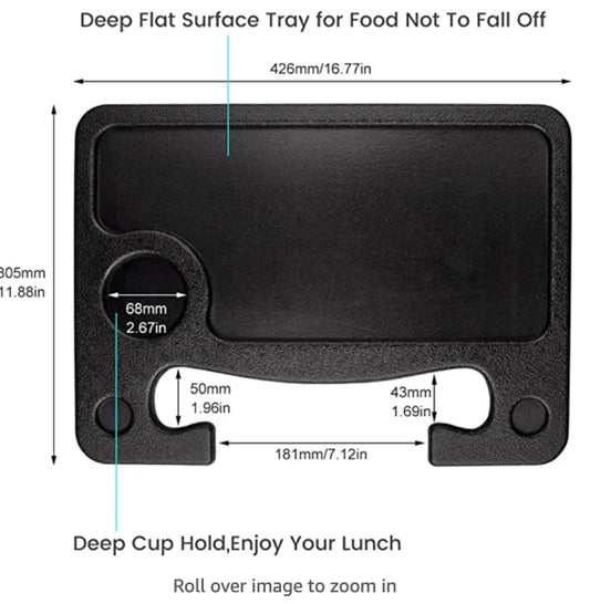 Car Travel Eating Table Laptop Desk for Tesla Model 3, X, S, Y - Secure steering wheel mount, integrated cup holder, durable ABS construction