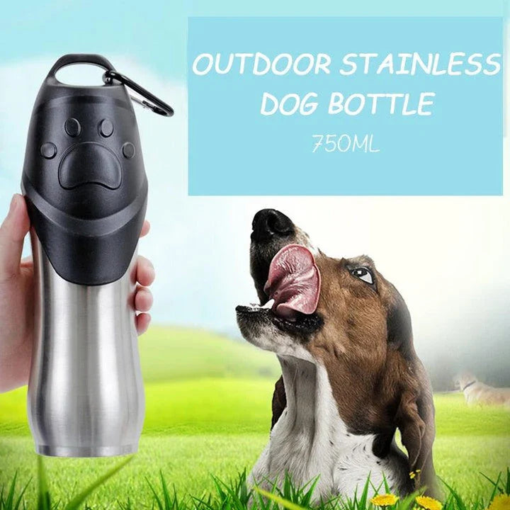 Portable Lock Design Paw Print Travel Dog Water Bottle with 750ml capacity and stylish paw print design