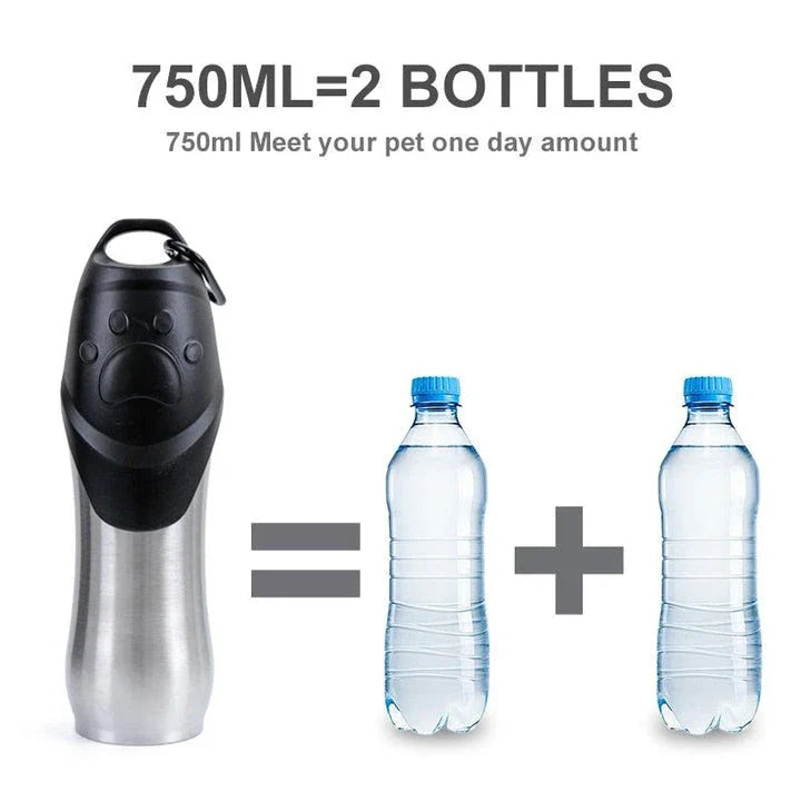 Portable Lock Design Paw Print Travel Dog Water Bottle with 750ml capacity and stylish paw print design
