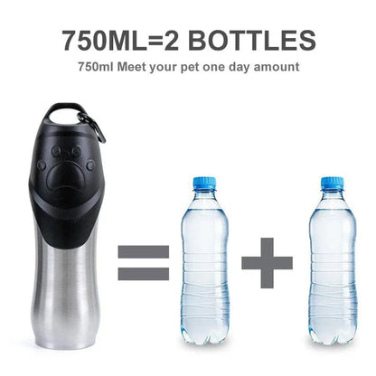 Portable Lock Design Paw Print Travel Dog Water Bottle with 750ml capacity and stylish paw print design