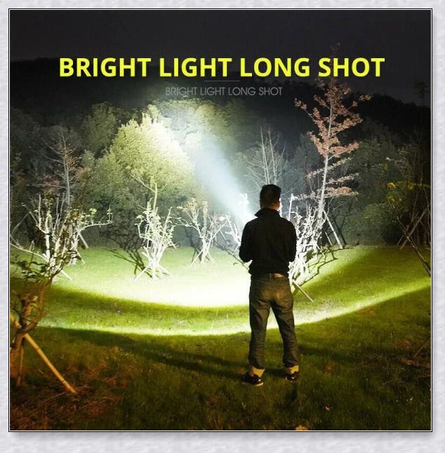 Ultra-bright Shadowhawk Flashlight with 90,000 lumens of power, aviation-grade aluminum alloy construction, and adjustable brightness settings for outdoor activities and emergency use.