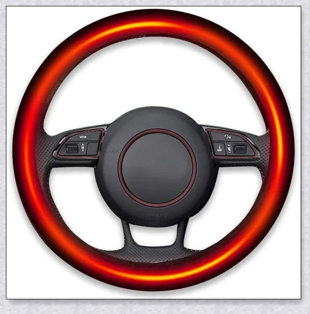 Plush, heated steering wheel cover providing warmth and comfort for cold weather driving