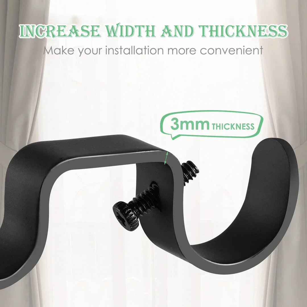 Premium double curtain rod brackets in sleek black finish for elegant window decor