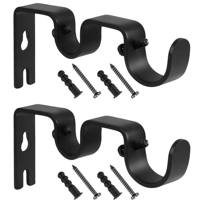 Premium double curtain rod brackets in sleek black finish for elegant window decor