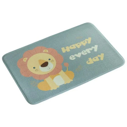 Absorbent bathroom mat with flannel surface and non-slip bottom, providing comfort and safety for bathroom floors