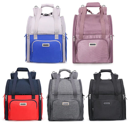 A stylish and functional pet backpack made of eco-friendly materials, designed for comfortable and secure travel with your furry companion.