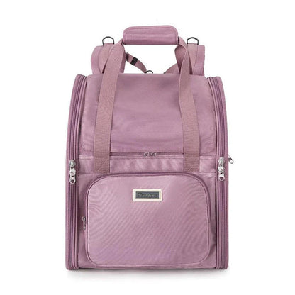 A stylish and functional pet backpack made of eco-friendly materials, designed for comfortable and secure travel with your furry companion.