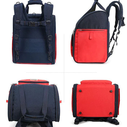 A stylish and functional pet backpack made of eco-friendly materials, designed for comfortable and secure travel with your furry companion.