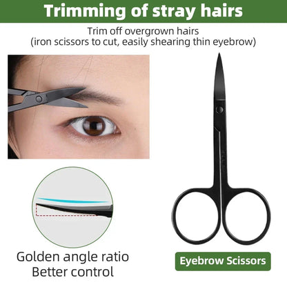 Professional Eyebrow Trimmer Set with Stainless Steel Blades and Full-Size Tweezers for Precise Grooming