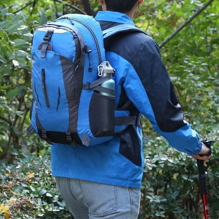 Premium 40L waterproof backpack with adjustable straps, side pockets, and breathable mesh back for outdoor adventures