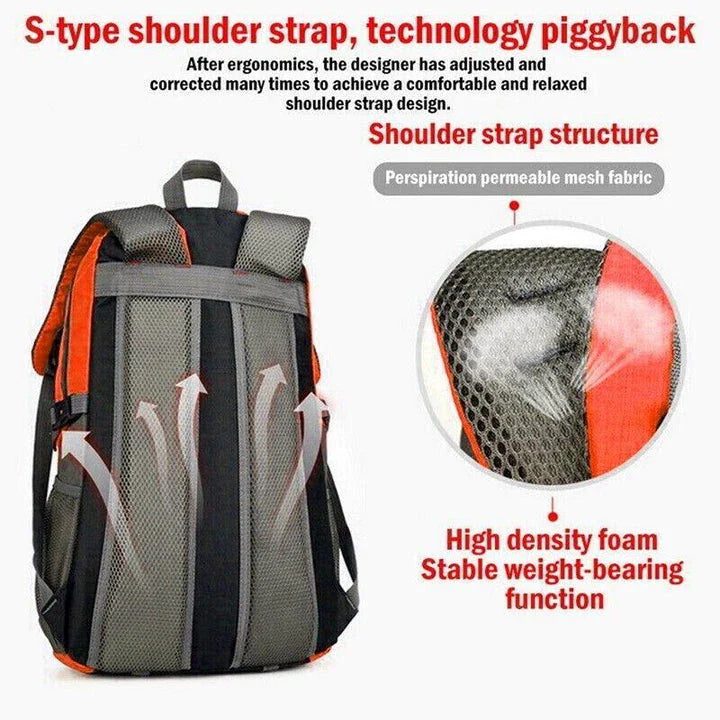 Premium 40L waterproof backpack with adjustable straps, side pockets, and breathable mesh back for outdoor adventures