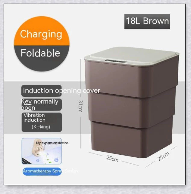 Smart Trash Can with Automatic Lid, Waterproof, UV Sterilization, and Deodorization Features for Bedroom and Living Room