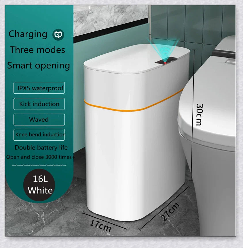 Smart Trash Can with Automatic Lid, Waterproof, UV Sterilization, and Deodorization Features for Bedroom and Living Room