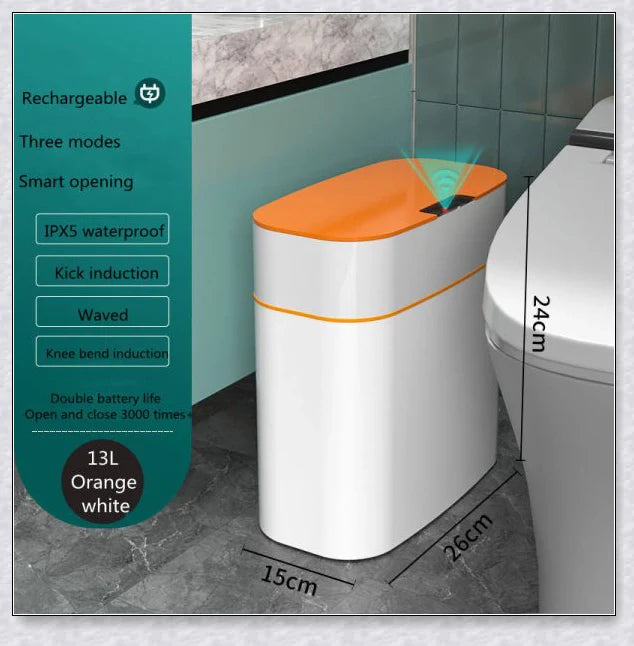 Smart Trash Can with Automatic Lid, Waterproof, UV Sterilization, and Deodorization Features for Bedroom and Living Room