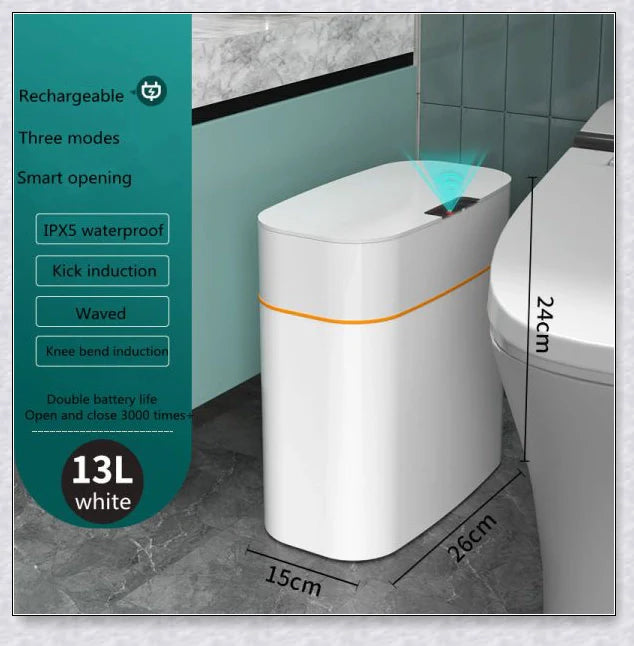 Smart Trash Can with Automatic Lid, Waterproof, UV Sterilization, and Deodorization Features for Bedroom and Living Room