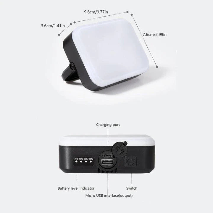Multi-Functional LED Camping Lantern with USB charging, adjustable brightness, and magnetic base