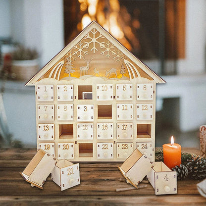 Decorative wooden Christmas ornaments with natural wood grain and European-inspired design
