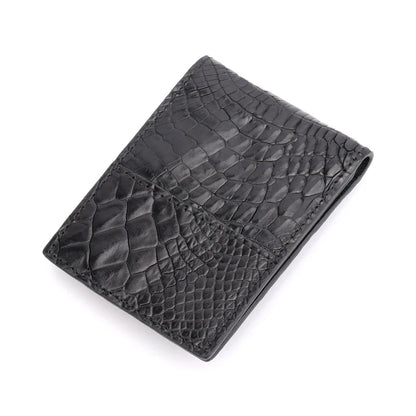 Premium leather card sleeve with crocodile skin finish, featuring dedicated compartments for ID, credit cards, and cash