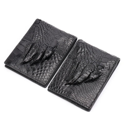 Premium leather card sleeve with crocodile skin finish, featuring dedicated compartments for ID, credit cards, and cash