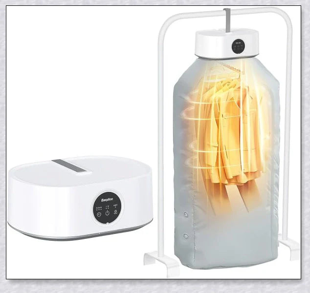 Ultradry Portable Clothes Dryer, featuring fast drying, adjustable heat settings, and built-in UV sanitization for a fresh, wrinkle-free wardrobe