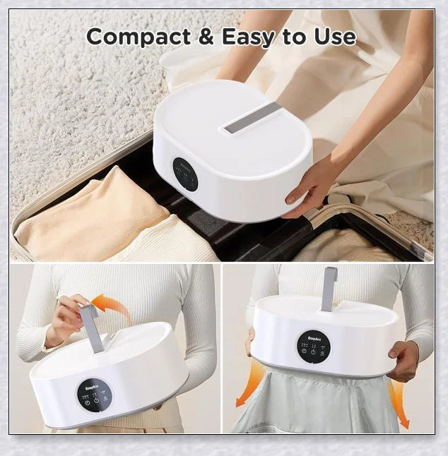 Ultradry Portable Clothes Dryer, featuring fast drying, adjustable heat settings, and built-in UV sanitization for a fresh, wrinkle-free wardrobe