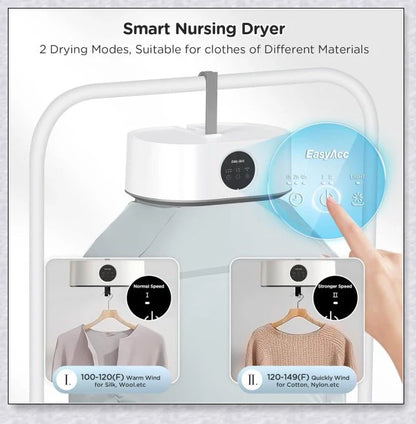 Ultradry Portable Clothes Dryer, featuring fast drying, adjustable heat settings, and built-in UV sanitization for a fresh, wrinkle-free wardrobe