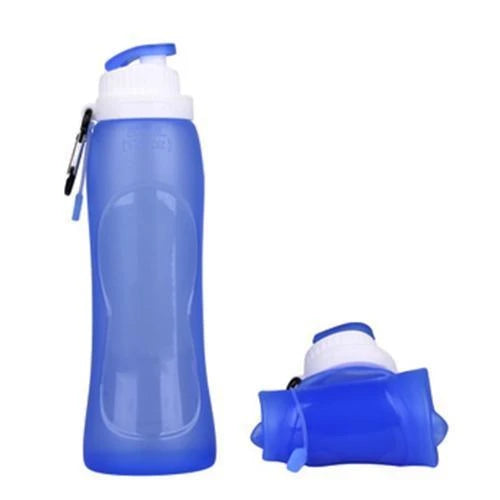 Flexible Silicone Sport Water Bottle in Gray Color, Ideal for Hydration During Fitness, Outdoor Activities, and Everyday Use
