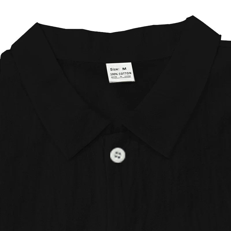 Men's cotton and linen shirt in light blue color with high elasticity and comfortable fit