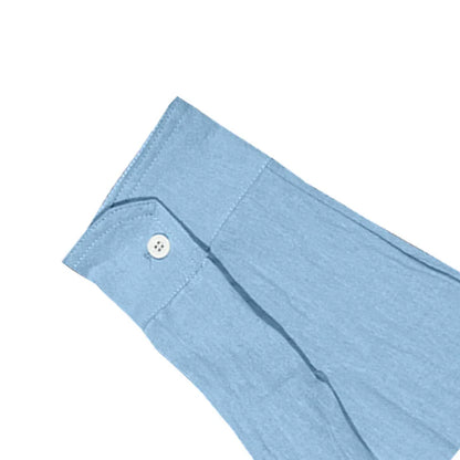 Men's cotton and linen shirt in light blue color with high elasticity and comfortable fit