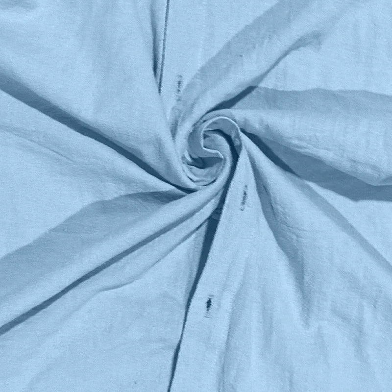 Men's cotton and linen shirt in light blue color with high elasticity and comfortable fit