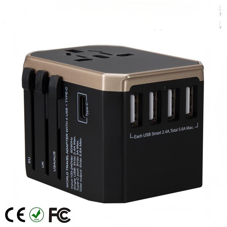 Multi-Country Travel Adapter with 2000W Rating and Compact 54x68x51mm Size
