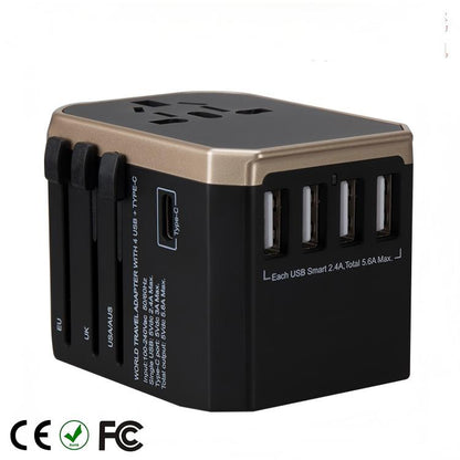 Multi-Country Travel Adapter with 2000W Rating and Compact 54x68x51mm Size