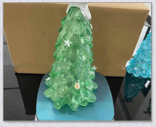 Handcrafted Sea Glass Christmas Tree Craft in Blue and Green Shades, Ideal for Coastal Holiday Decor